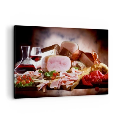 Bild auf Leinwand - Leinwandbild - Ein kulinarischer Traum mit einer Karaffe - 120x80 cm