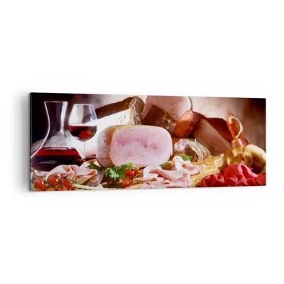 Bild auf Leinwand - Leinwandbild - Ein kulinarischer Traum mit einer Karaffe - 140x50 cm