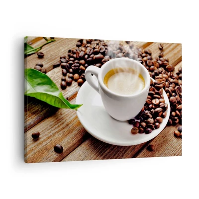 Bild auf Leinwand - Leinwandbild - Kaffee auf der Bank - 70x50 cm
