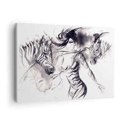 Bild auf Leinwand - Leinwandbild - Tanzen mit den Zebras - 70x50 cm