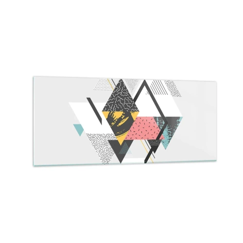 Glasbild - Bild auf glas - Geometrische Muster auf hellem Hintergrund - 120x50cm - Variation über Dreieck und Raute - Moderne Wanddekoration für Wohnzimmer und Schlafzimmer ARTTOR