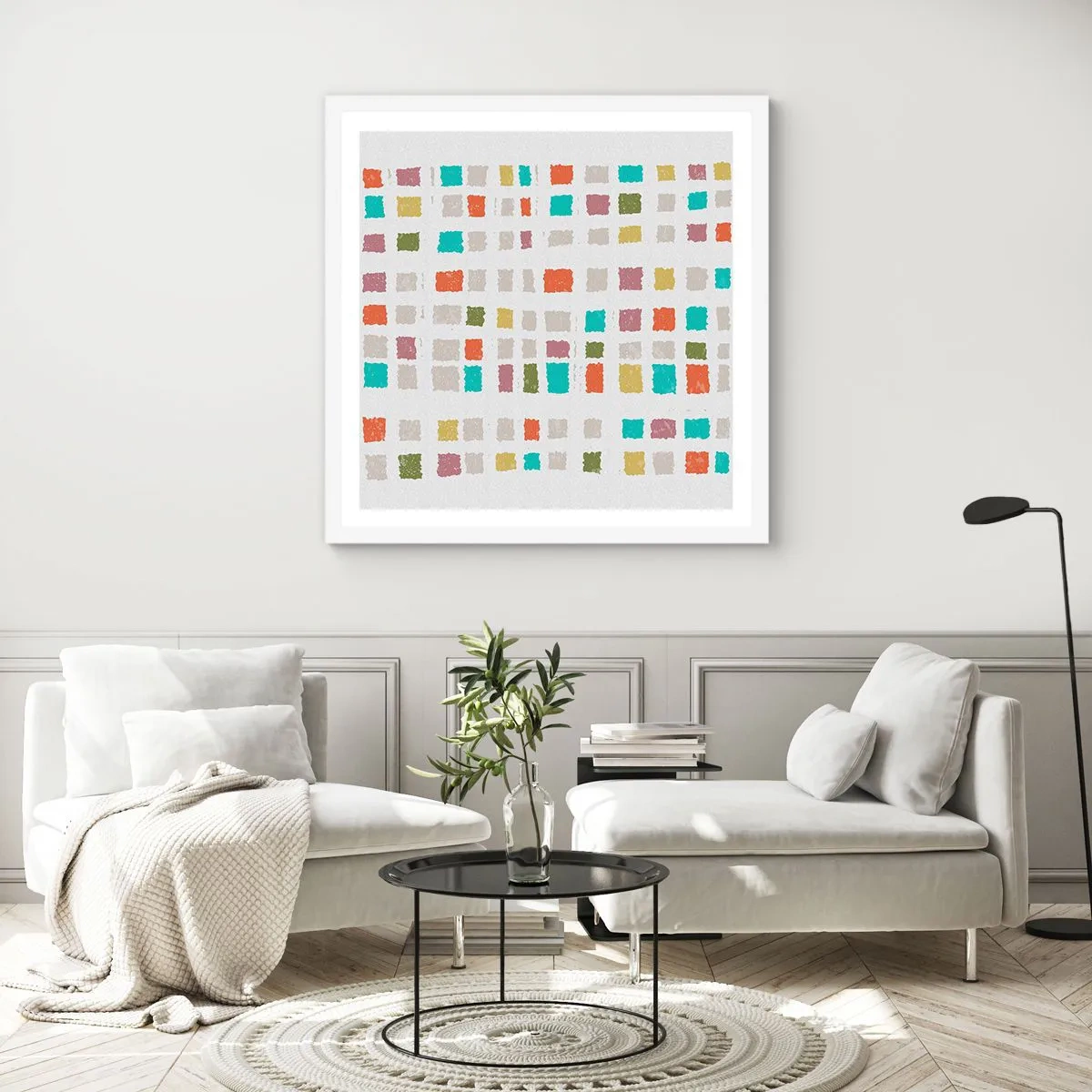 Poster in einem weißen Rahmen - Unbekanntes Spiel - 50x50 cm