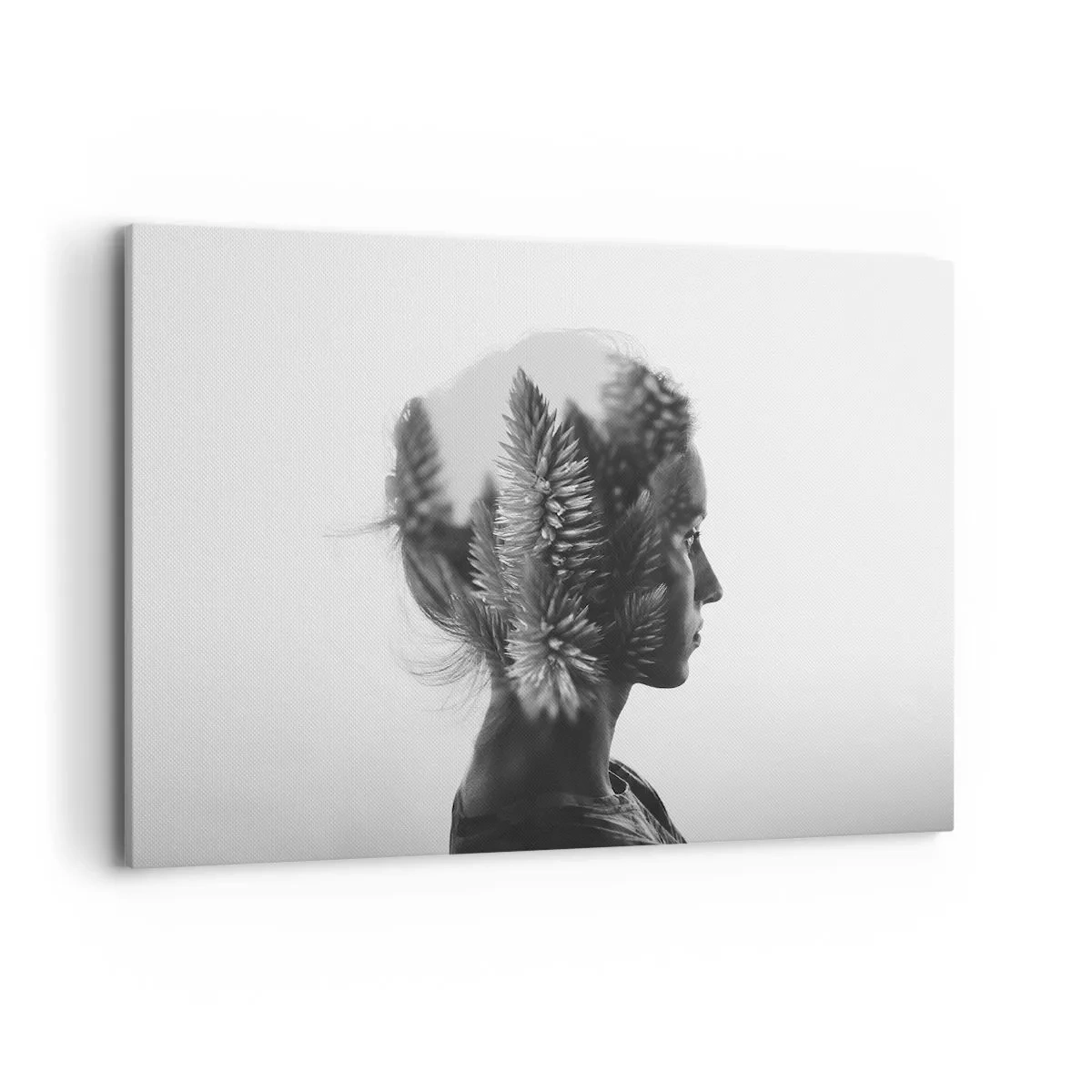 Bild auf Leinwand - Leinwandbild - Ein subtiles Porträt mit Elementen der Natur - 120x80cm - Dame des Kiefernwaldes - Moderne Wanddekoration für Wohnzimmer und Schlafzimmer ARTTOR