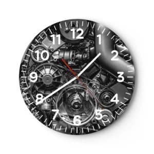 Wanduhr - Glasuhr - Die Poesie der Mechanik - 30x30 cm