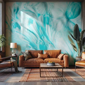 Fototapete Premium Sand - Abstrakte Farbtextur in Blau- und Weißtönen - 100x70cm - Für immer zusammen - Moderne Wanddekoration für Wohnzimmer und Schlafzimmer ARTTOR