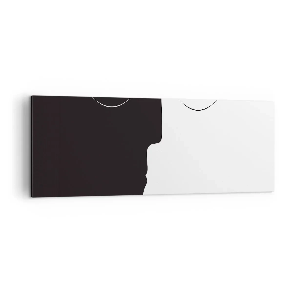 Bild auf Leinwand - Leinwandbild - Eine minimalistische Silhouette zweier Gesichter in Kontrastfarben. - 140x50cm - Einheit der Gegensätze - Moderne Wanddekoration für Wohnzimmer und Schlafzimmer ARTTOR