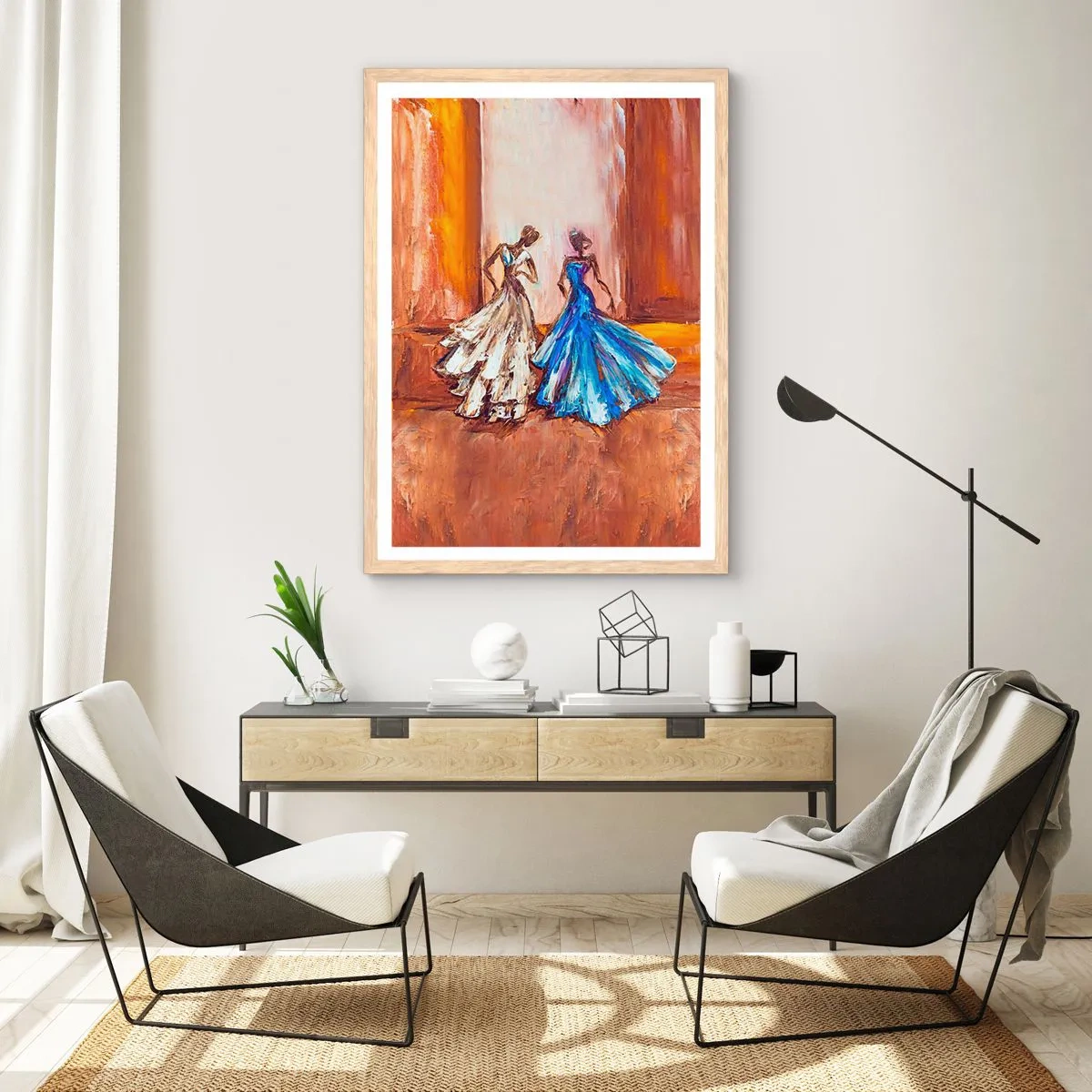 Poster in einem Rahmen aus heller Eiche - Ein dankbares Duo - 50x70 cm