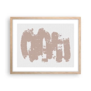 Poster in einem Rahmen aus heller Eiche - Abstraktion in zartem Rosa - 50x40 cm