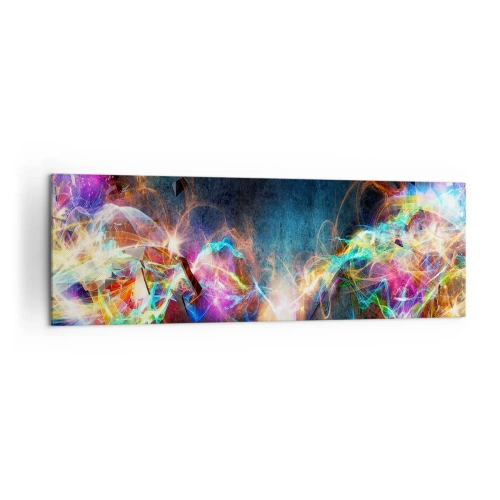 Bild auf Leinwand - Leinwandbild - Bunte Lichtblitze in einer abstrakten Komposition - 160x50cm - Freudig gegen die Dunkelheit - Moderne Wanddekoration für Wohnzimmer und Schlafzimmer ARTTOR