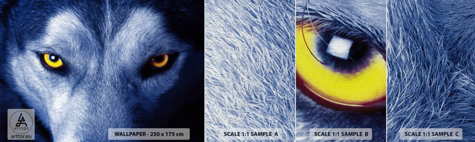 Fototapeten Muster Premium Canvas - Faszinierender Blick - Tiere, Wolf, Augen - 100x30 cm