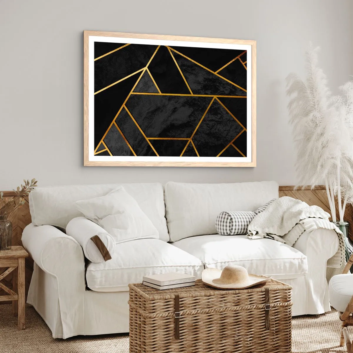 Poster in einem Rahmen aus heller Eiche - Dunkelheit und Glanz - 40x30 cm