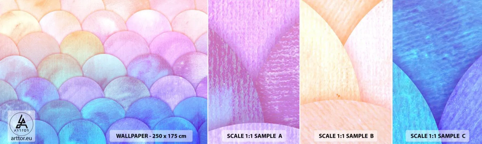 Fototapetenmuster Standard Eco - Perlenschuppe - Pastell, Blasen, Waage - 100x30 cm