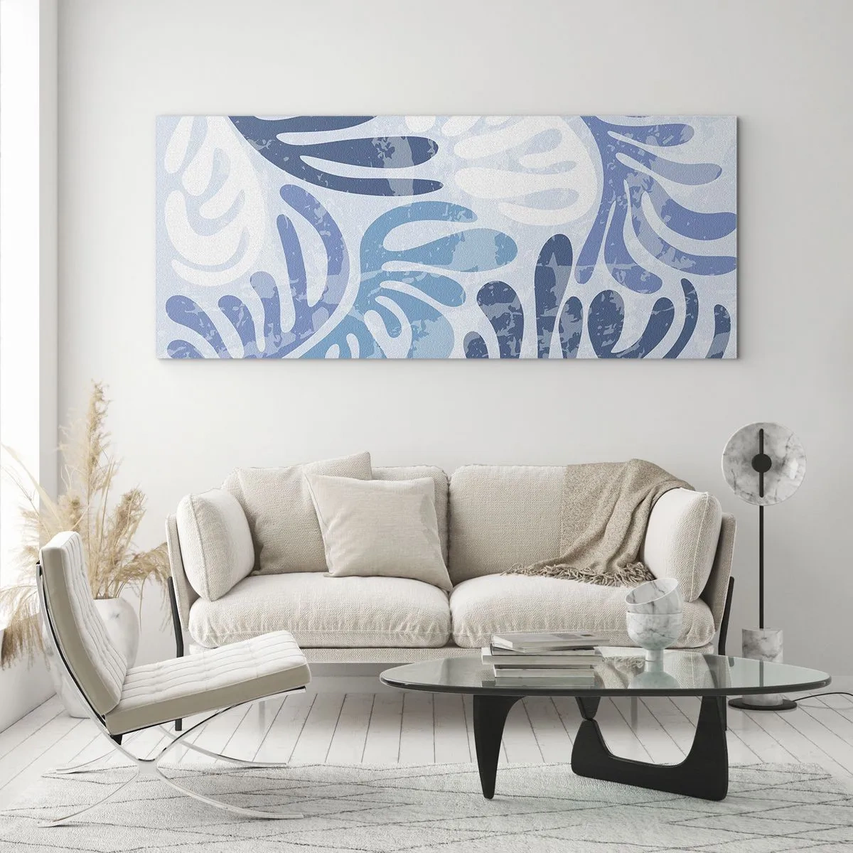 Glasbild - Bild auf glas - Blaue Farne - 90x30 cm