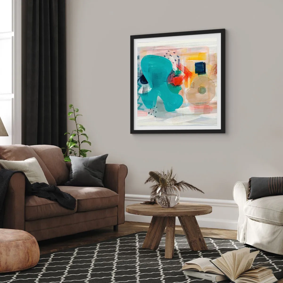 Poster in einem schwarzem Rahmen - Buntes Spiel - 50x50 cm