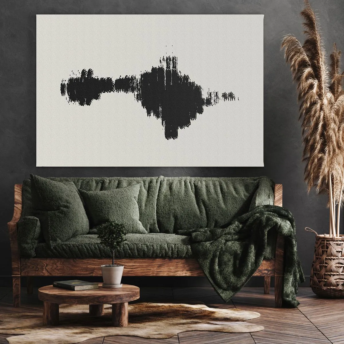 Bild auf Leinwand - Leinwandbild - Ein abstraktes Motiv, das einer Schallwelle im minimalistischen Stil ähnelt. - 100x70cm - Schwingungen der Fantasie - Moderne Wanddekoration für Wohnzimmer und Schlafzimmer ARTTOR