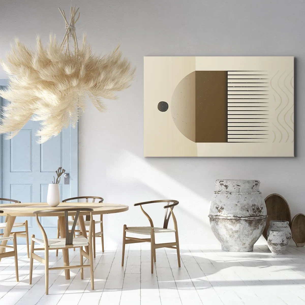 Bild auf Leinwand - Leinwandbild - Abstrakte geometrische Komposition in Beige- und Brauntönen - 120x80cm - Verschiedene Staaten - Moderne Wanddekoration für Wohnzimmer und Schlafzimmer ARTTOR