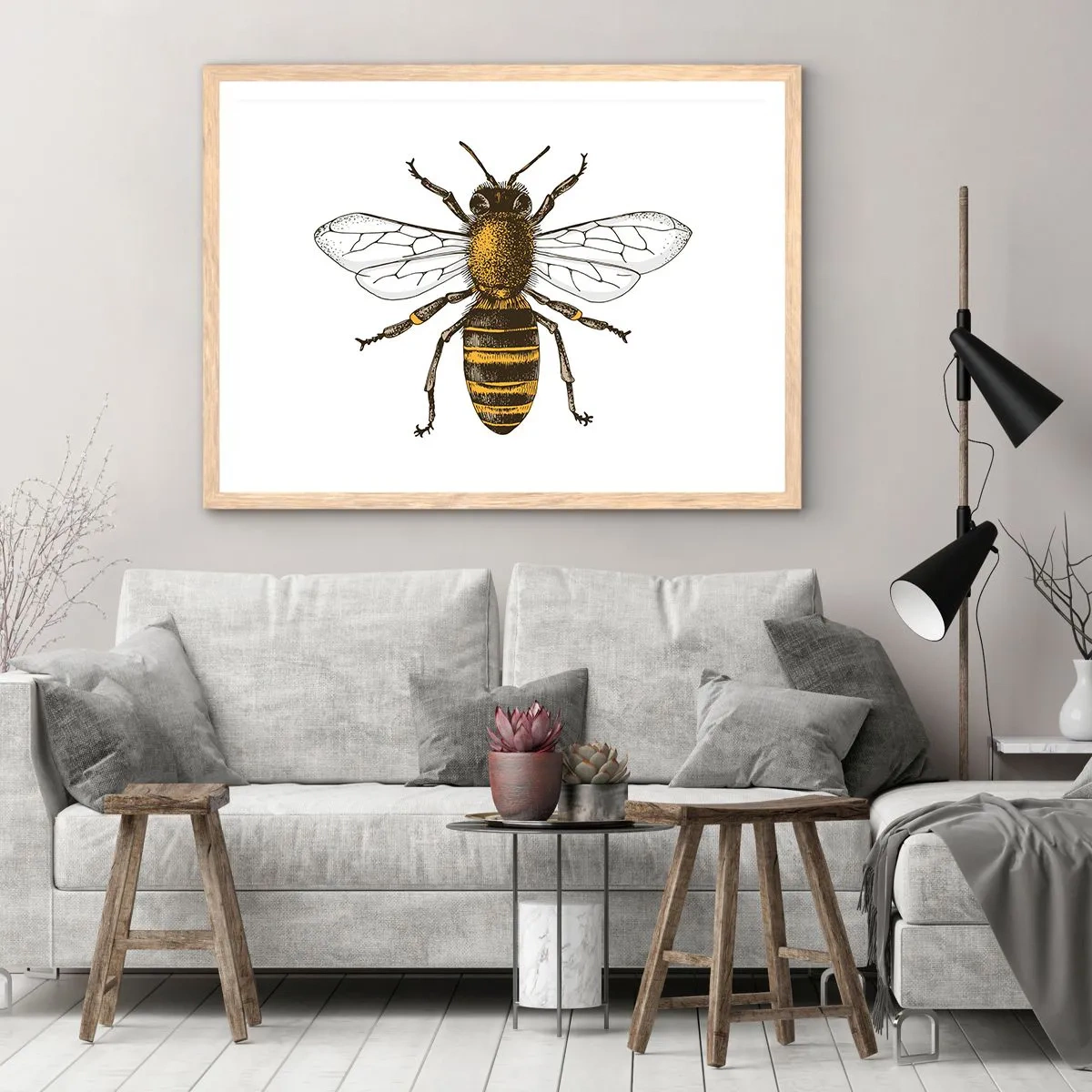 Poster in einem Rahmen aus heller Eiche - Schön und gut - 70x50 cm