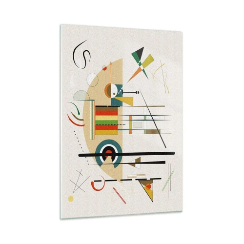 Glasbild - Bild auf glas - Bunte geometrische Abstraktion auf hellem Hintergrund - 50x70cm - Und die Welt lacht - Moderne Wanddekoration für Wohnzimmer und Schlafzimmer ARTTOR