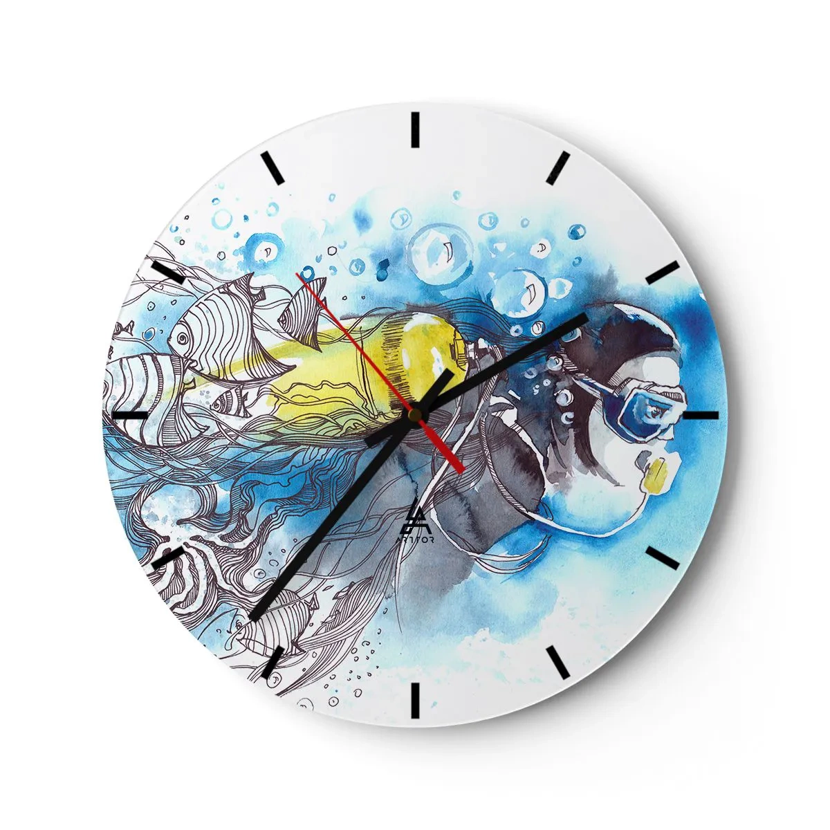 Wanduhr - Glasuhr - Tolles Blau - 40x40 cm
