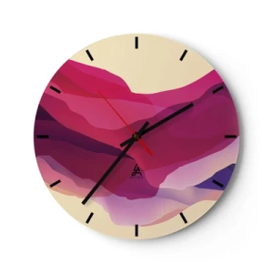 Wanduhr - Glasuhr - Abstraktes Muster in Rosa- und Lilatönen - 30x30cm - Lila Wellen - Moderne Wanddekoration für Wohnzimmer, Küche und Schlafzimmer ARTTOR