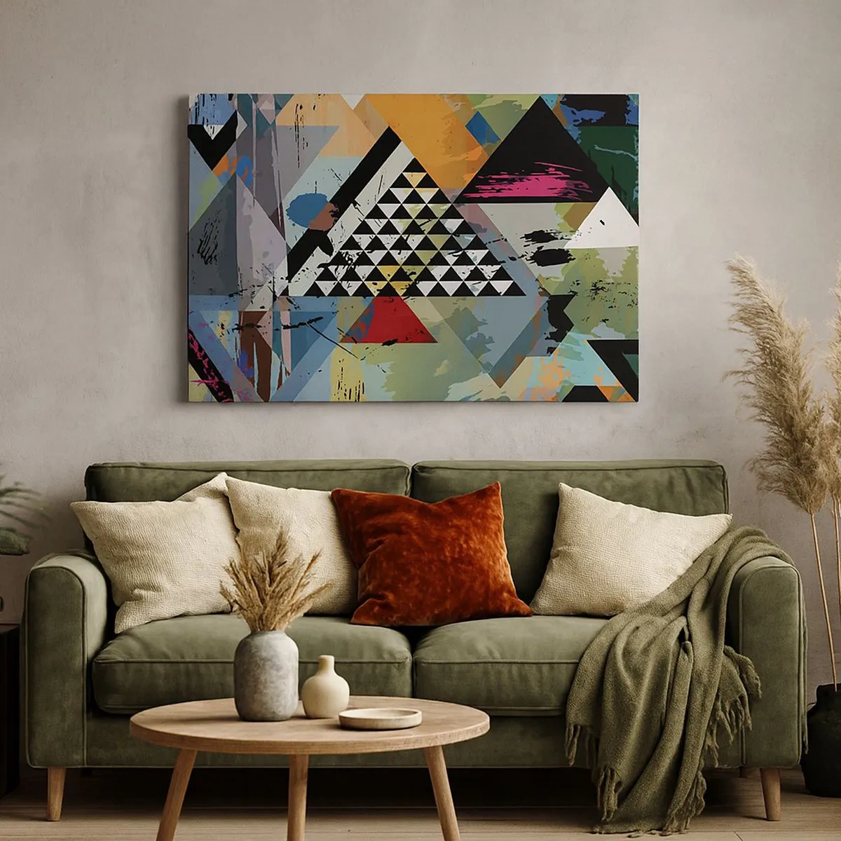 Bild auf Leinwand - Leinwandbild - Eine abstrakte Komposition aus geometrischen Formen und Farben. - 70x50cm - Wie einfach ist es - Moderne Wanddekoration für Wohnzimmer und Schlafzimmer ARTTOR