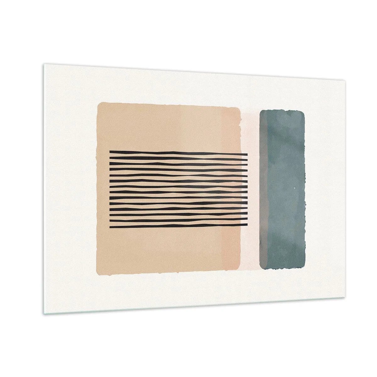 Glasbild - Bild auf glas - Geometrische Komposition mit Streifen und Farbblöcken - 100x70cm - Alles ist in Ordnung - Moderne Wanddekoration für Wohnzimmer und Schlafzimmer ARTTOR