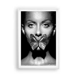 Poster in einem weißen Rahmen - Schmetterlingskuss - 61x91 cm