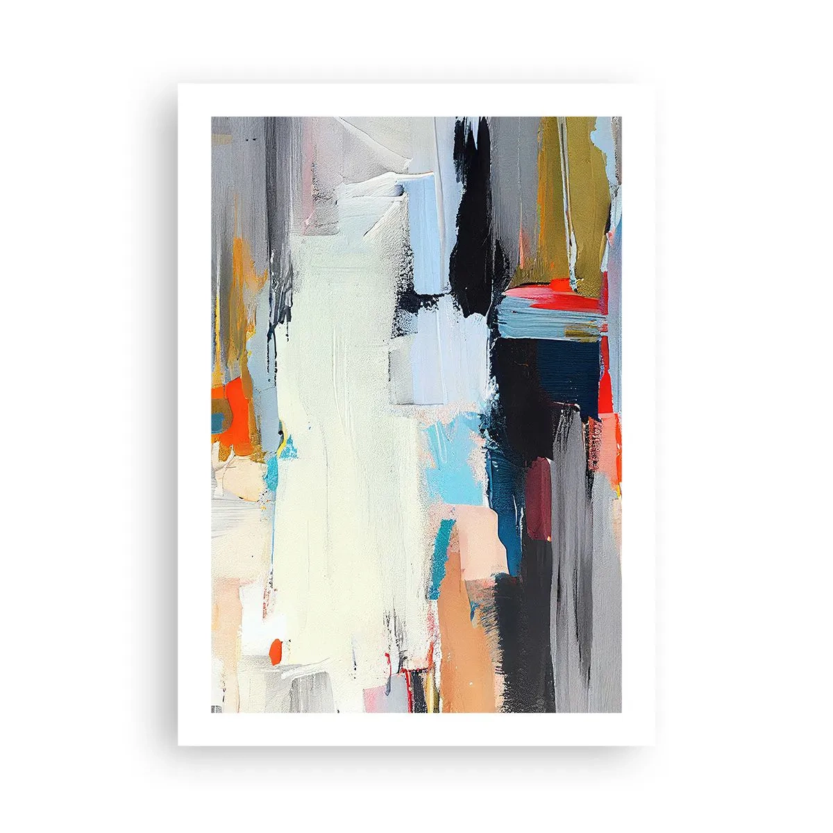 Poster - Abstrakte Farbkomposition im expressiven Stil - 50x70cm - Gibt es eine Methode? - Moderne Wanddekoration für Wohnzimmer und Schlafzimmer ARTTOR