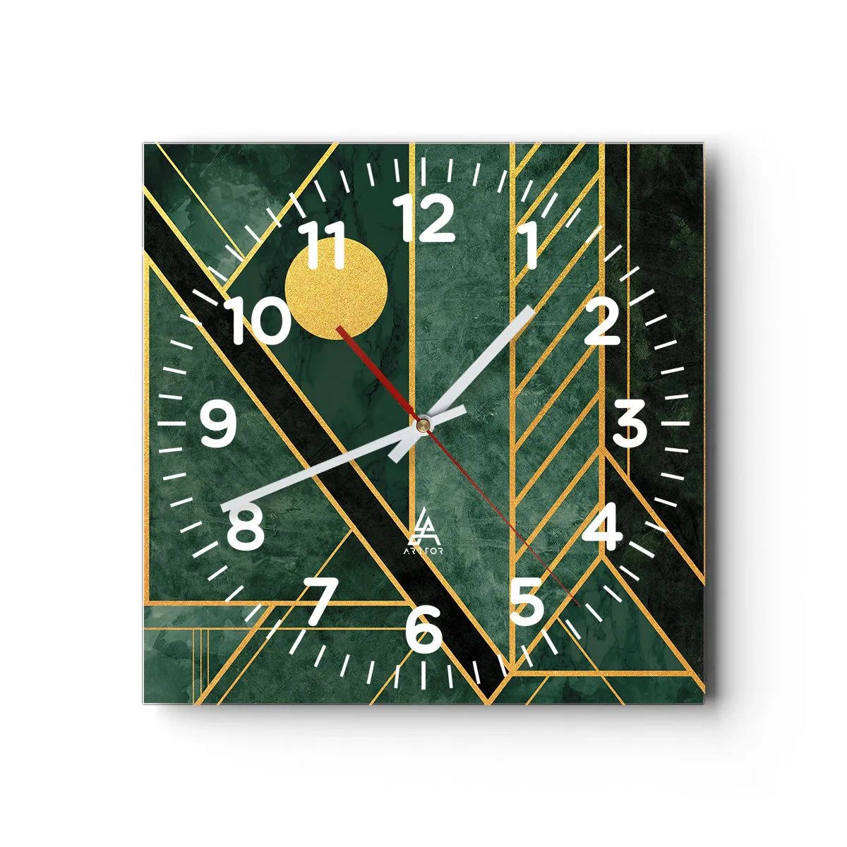 Wanduhr - Glasuhr - Dynamik von Gold und Azurblau - 40x40 cm