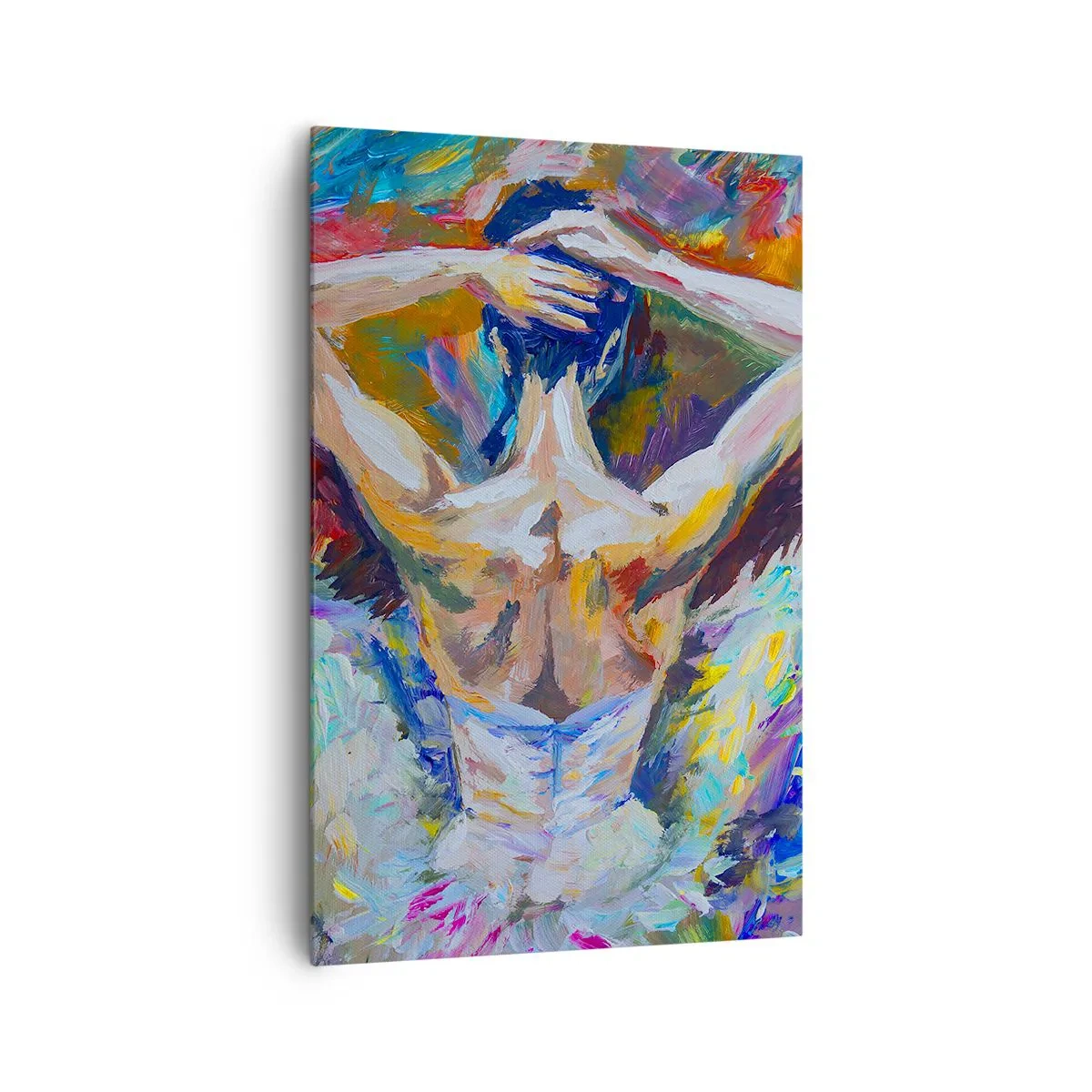 Bild auf Leinwand - Leinwandbild - Eine Ballerina in dynamischen Farben und malerischem Ausdruck - 80x120cm - Es kann alles sein - Moderne Wanddekoration für Wohnzimmer und Schlafzimmer ARTTOR