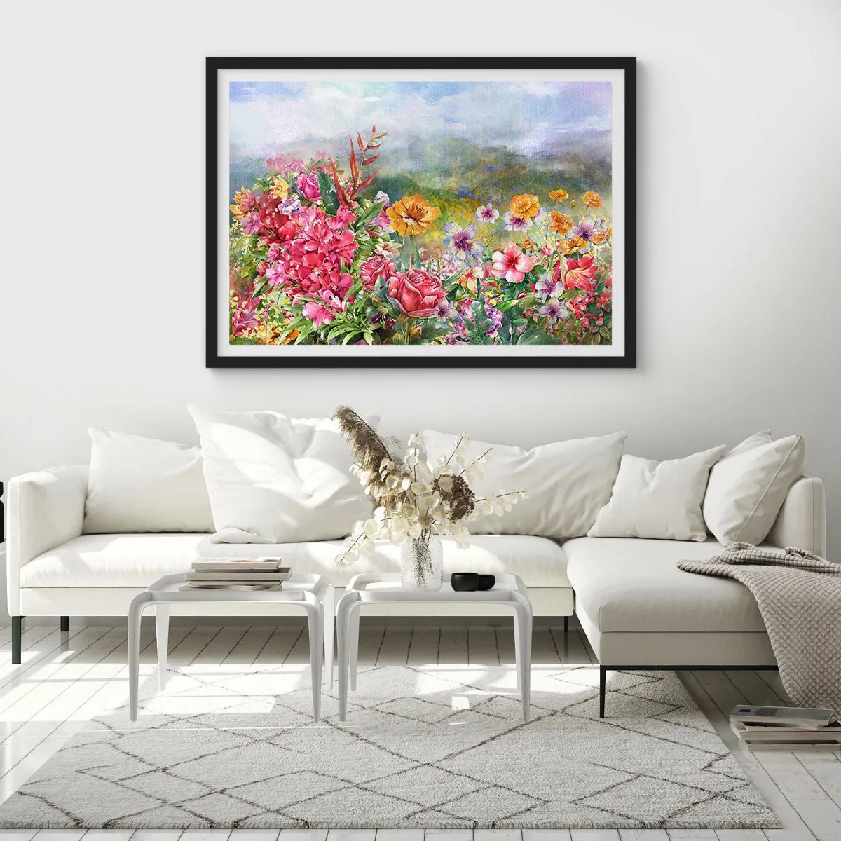Poster in einem schwarzem Rahmen - Ein Garten, der verrückt geworden ist - 40x30 cm