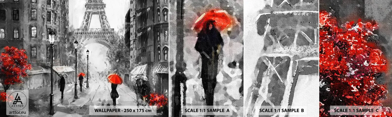 Fototapeten Muster Selbstklebend Deluxe Sticker - Alle Wege führen zu ihr - Stadt, Paris, Eiffelturm - 100x30 cm