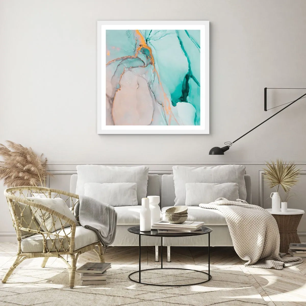 Poster in einem weißen Rahmen - Ein Tanz der Formen und Farben - 60x60 cm