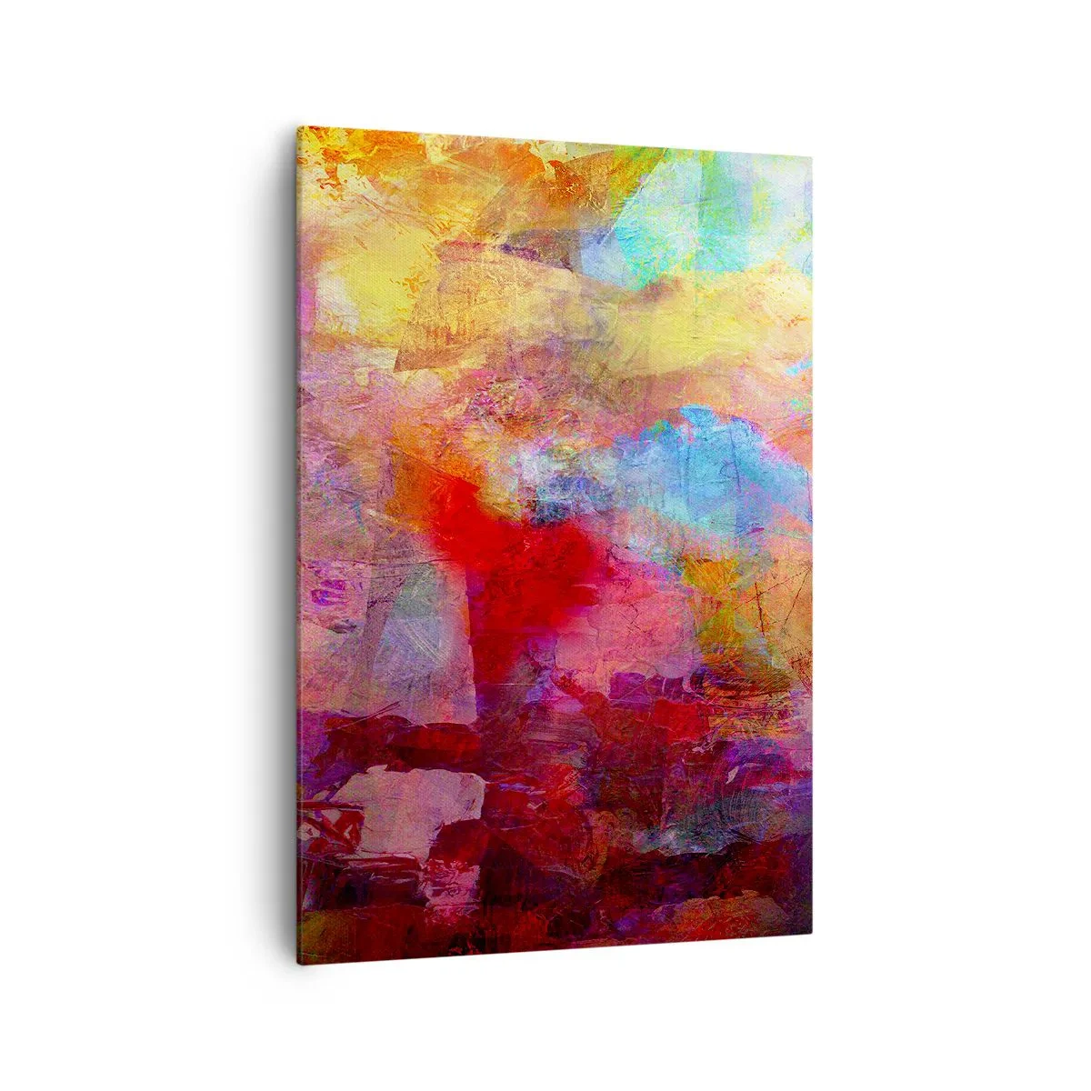 Bild auf Leinwand - Leinwandbild - Bunte Abstraktion in warmen und kühlen Farbtönen - 70x100cm - Schau in den Regenbogen - Moderne Wanddekoration für Wohnzimmer und Schlafzimmer ARTTOR