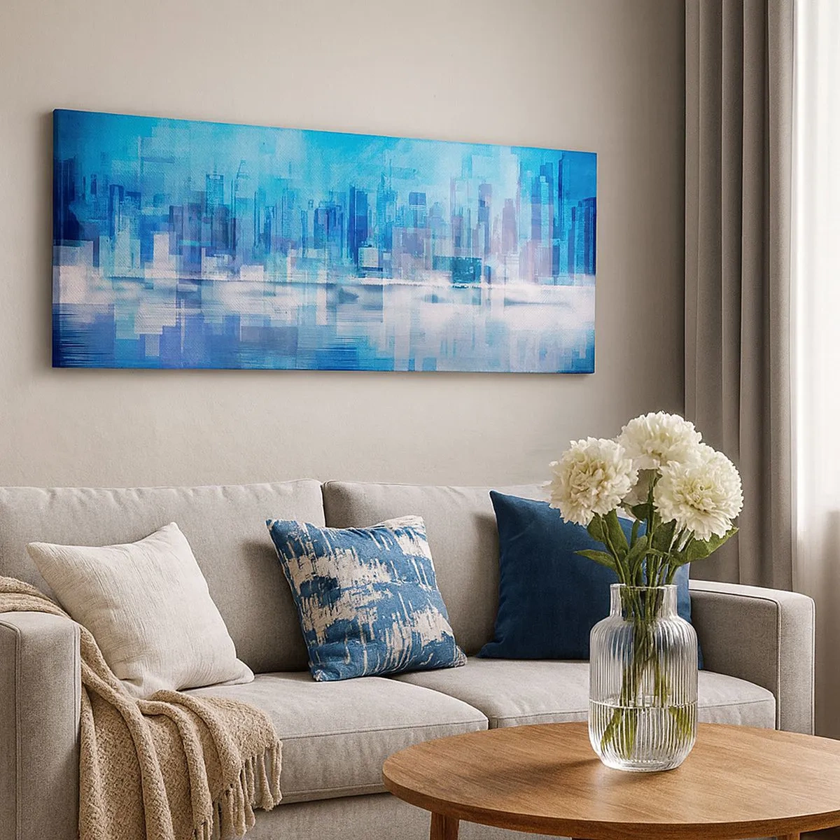 Bild auf Leinwand - Leinwandbild - In Blau ertrunken - 100x40 cm