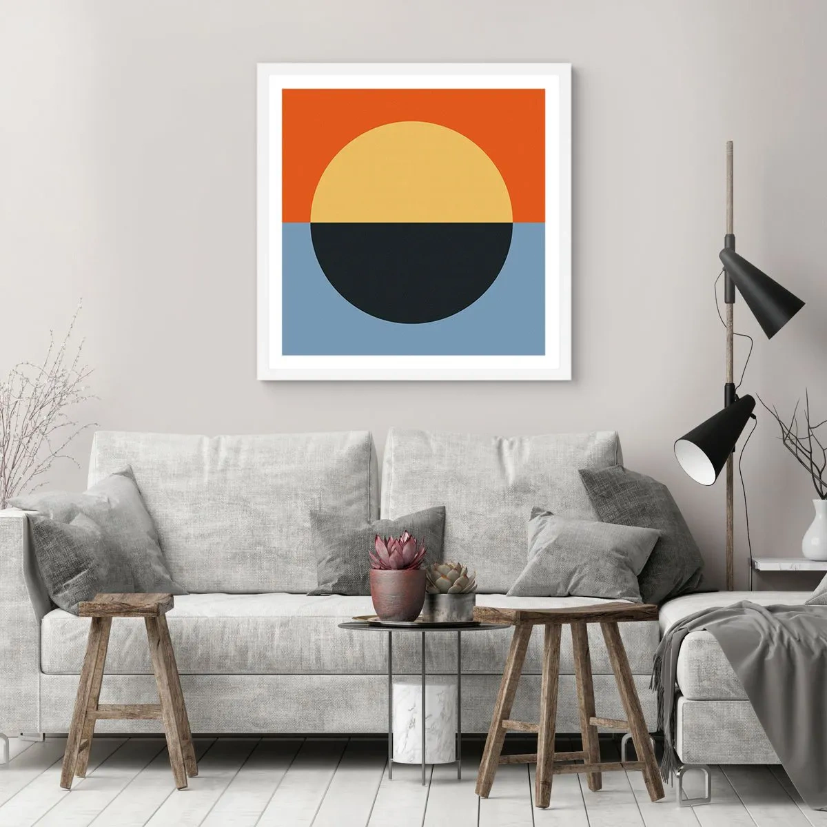 Poster in einem weißen Rahmen - Eine Komposition aus Wärme und Kühle - 30x30 cm