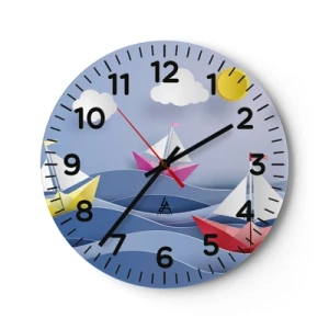 Wanduhr - Glasuhr - Ach, wie schön ist es, in den Wellen zu schwingen - 30x30 cm