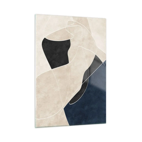 Glasbild - Bild auf glas - Moderne Abstraktion mit kontrastierenden Formen und Linien - 50x70cm - Abstrakte Komposition – Farbkontrast - Moderne Wanddekoration für Wohnzimmer und Schlafzimmer ARTTOR