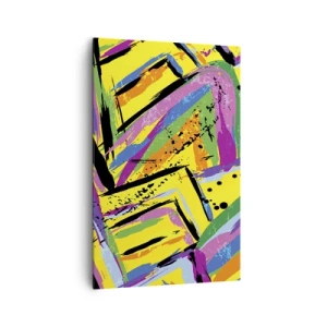 Bild auf Leinwand - Leinwandbild - Lebendige Abstraktion in leuchtenden Farben und dynamischen Formen - 80x120cm - Bis sie vor Freude schreit - Moderne Wanddekoration für Wohnzimmer und Schlafzimmer ARTTOR