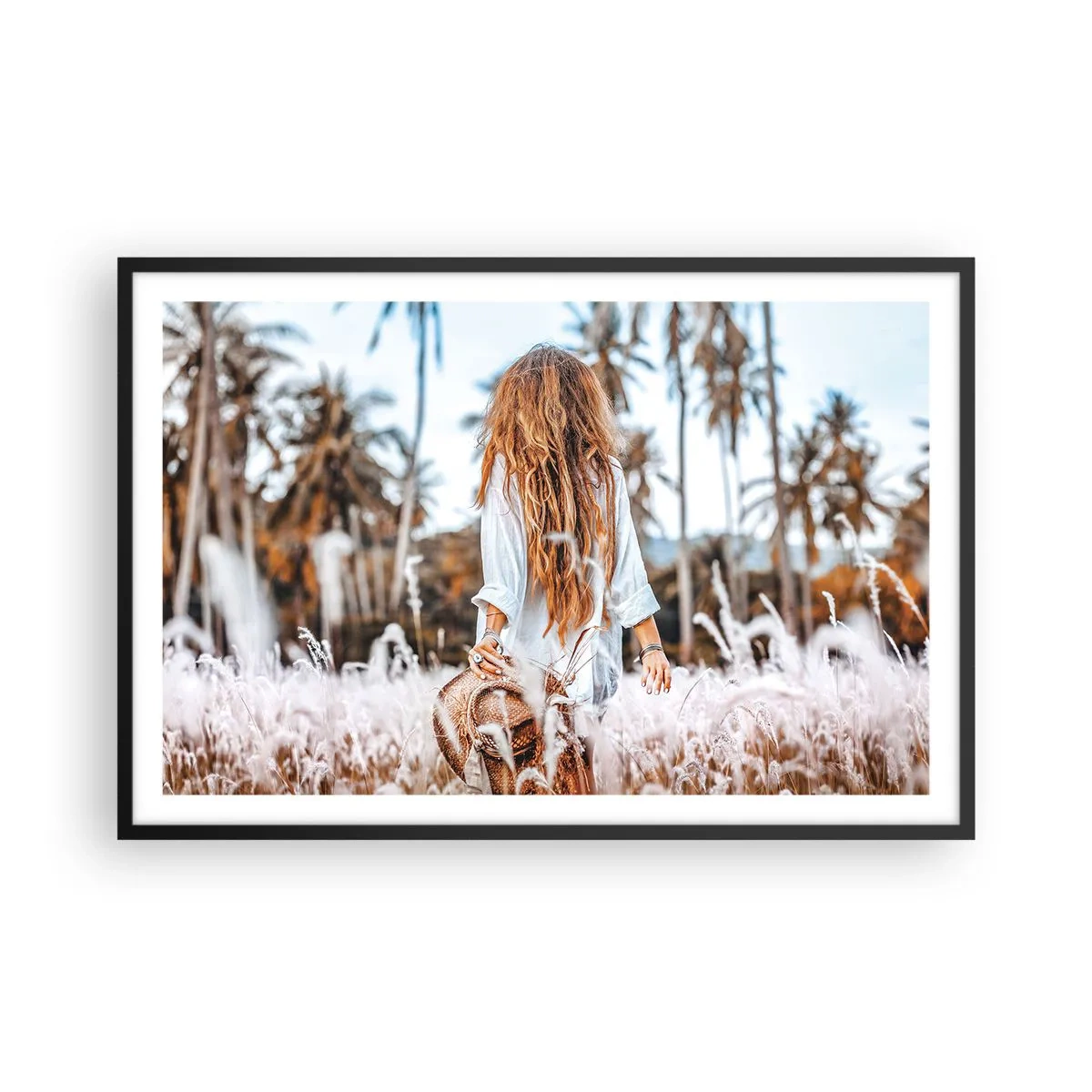 Poster in einem schwarzem Rahmen - Geboren aus Grasflaum - 91x61 cm