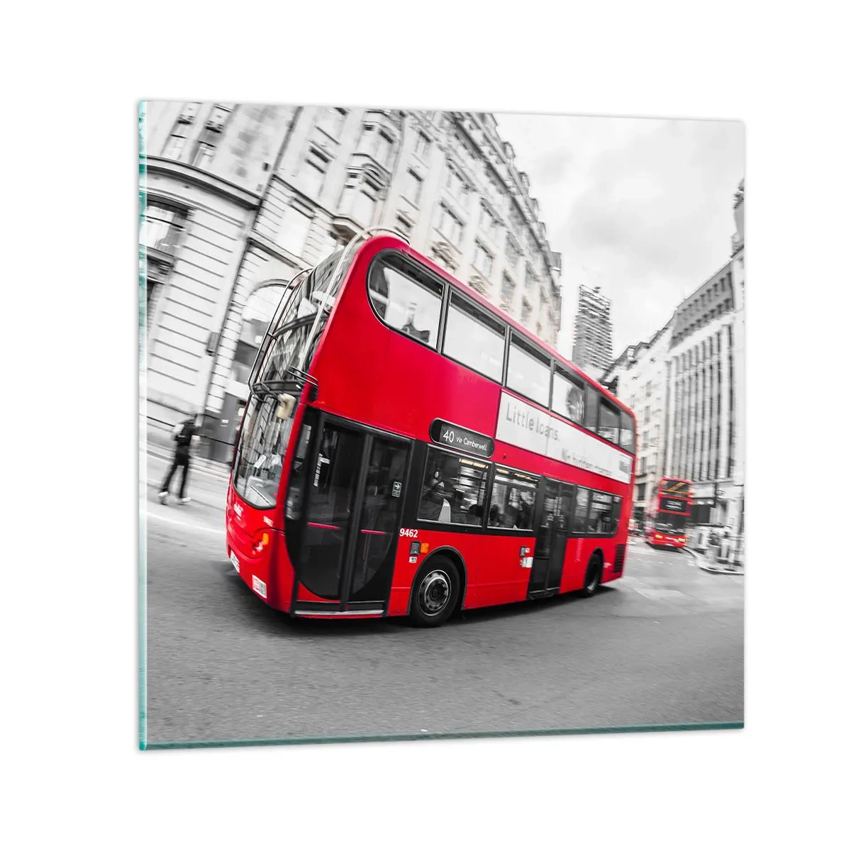 Glasbild - Bild auf glas - London traditionell - mit dem Bus - 60x60 cm