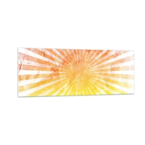 Glasbild - Bild auf glas - Sonnenstrahlen in Orange- und Gelbtönen - 140x50cm - Sonnenaufgänge und Sonnenuntergänge - Moderne Wanddekoration für Wohnzimmer und Schlafzimmer ARTTOR