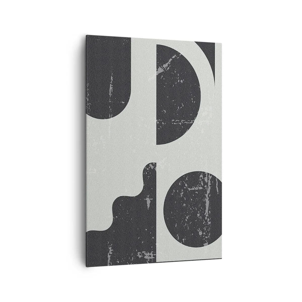 Bild auf Leinwand - Leinwandbild - Geometrische Muster in Schwarz- und Grautönen - 80x120cm - Komposition oben und unten - Moderne Wanddekoration für Wohnzimmer und Schlafzimmer ARTTOR