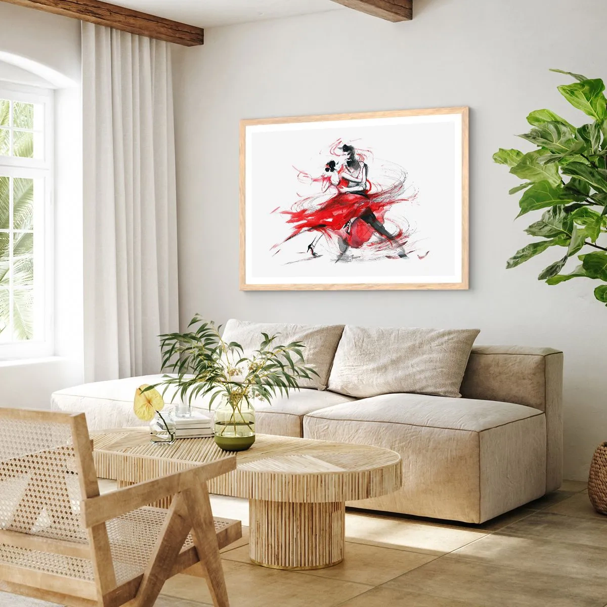 Poster in einem Rahmen aus heller Eiche - Tango – der Rhythmus der Leidenschaft - 100x70 cm