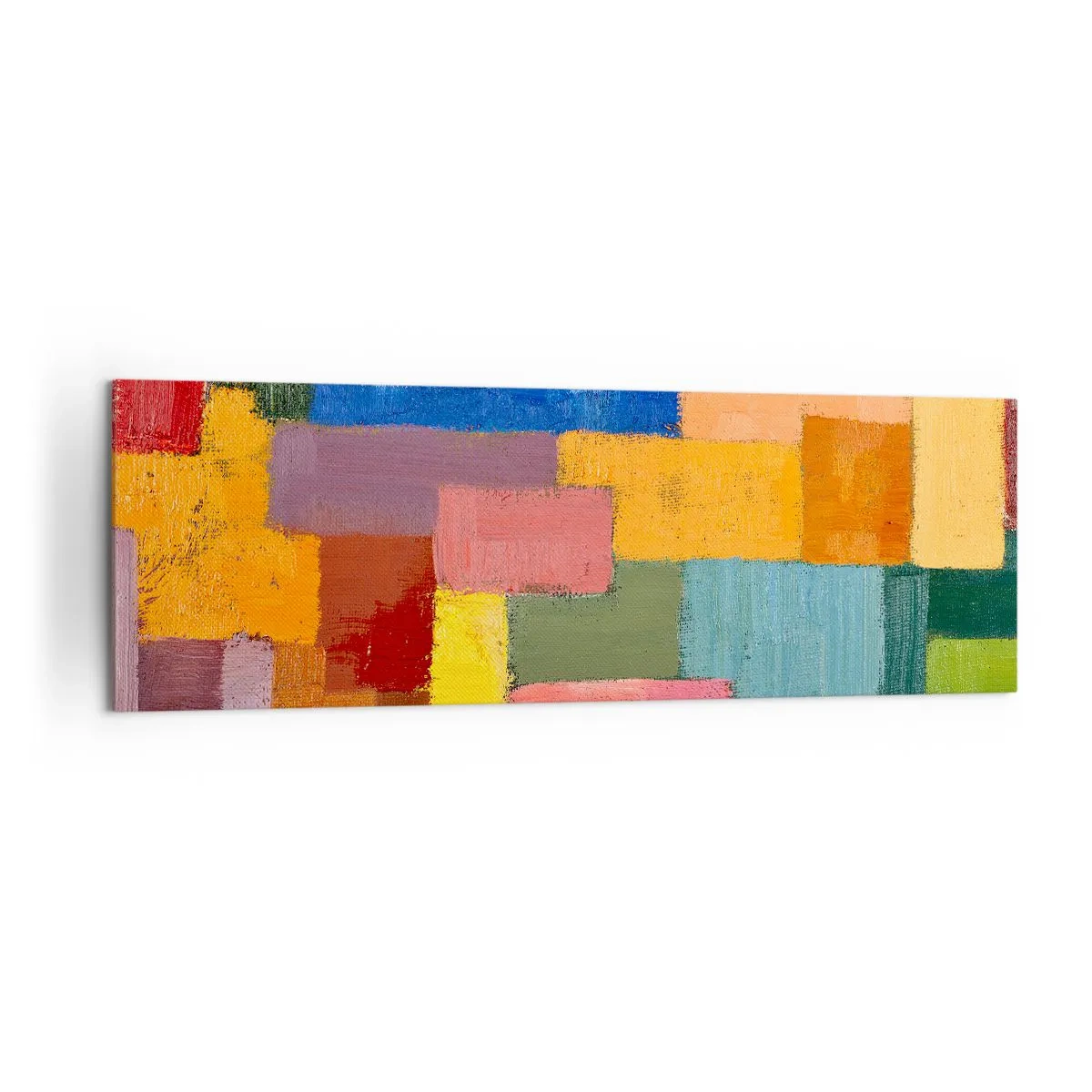 Bild auf Leinwand - Leinwandbild - Bunte abstrakte Rechtecke in verschiedenen Farbtönen - 160x50cm - Jeder ist anders, alle bunt - Moderne Wanddekoration für Wohnzimmer und Schlafzimmer ARTTOR