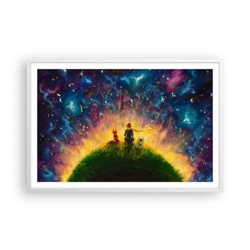 Poster in einem weißen Rahmen - Liebe und Freundschaft - die ganze Welt - 91x61 cm