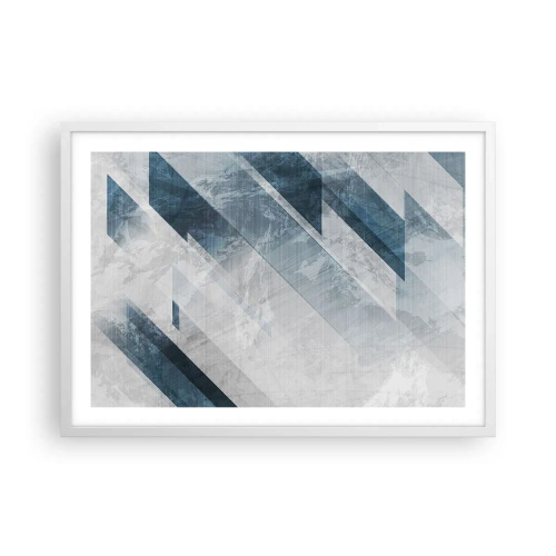 Poster in einem weißen Rahmen - Räumliche Komposition - graue Bewegung - 70x50 cm