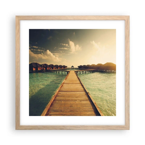 Poster in einem Rahmen aus heller Eiche - Eine herzliche Einladung - 40x40 cm