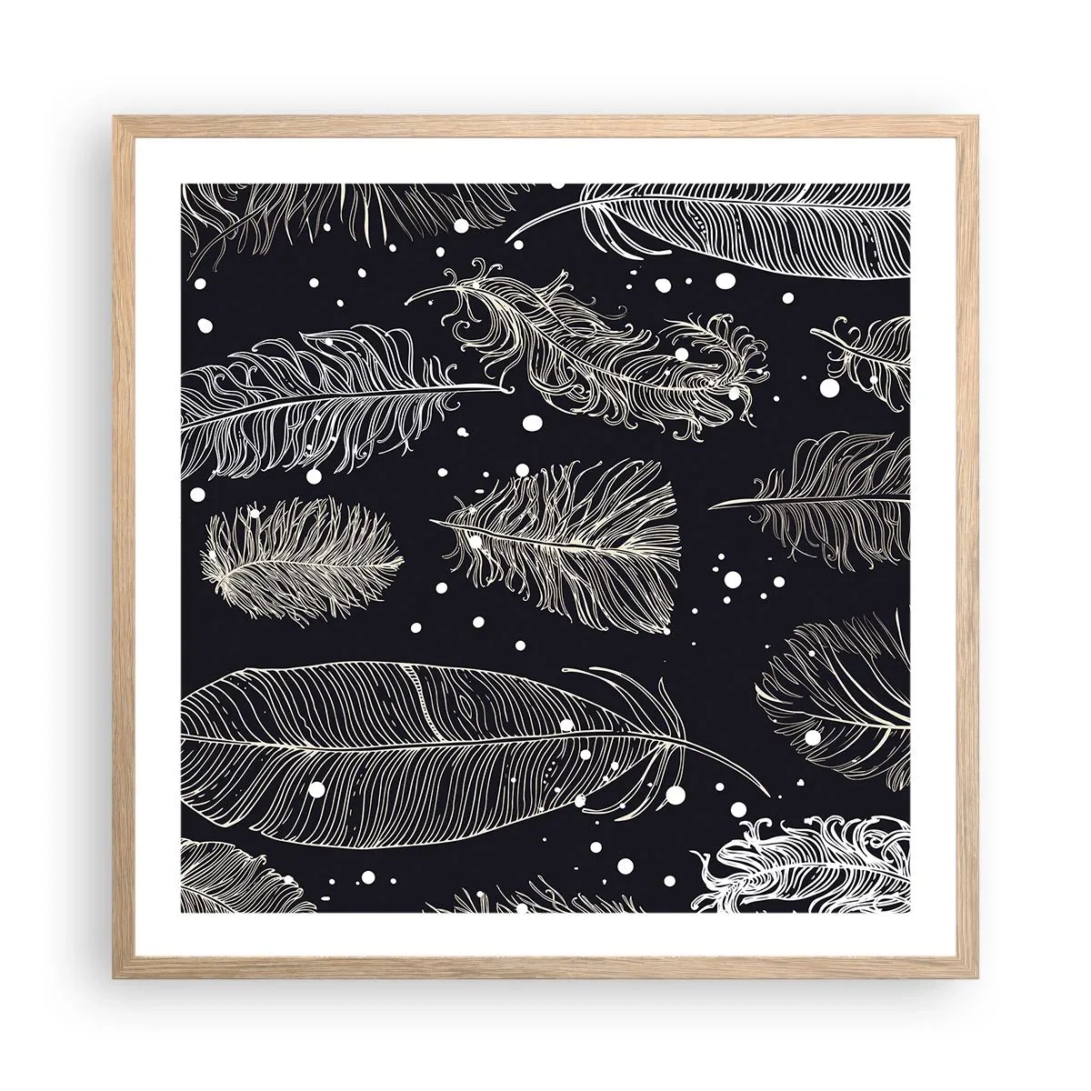 Poster in einem Rahmen aus heller Eiche - Gefiederte Spitze - 60x60 cm