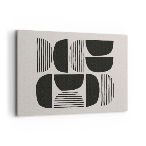 Bild auf Leinwand - Leinwandbild - Geometrie mit Halbkreisen und Linien in Schwarz auf hellem Hintergrund - 120x80cm - Halbherzige Deals - Moderne Wanddekoration für Wohnzimmer und Schlafzimmer ARTTOR